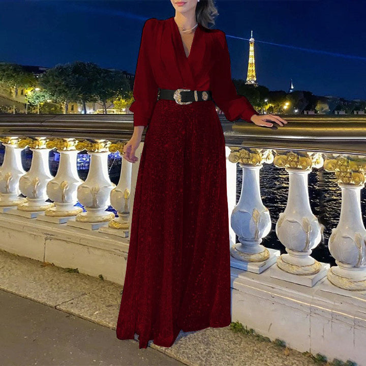 Drune | Eleganter Schnitt - Weitbeiniger Pailletten-Jumpsuit