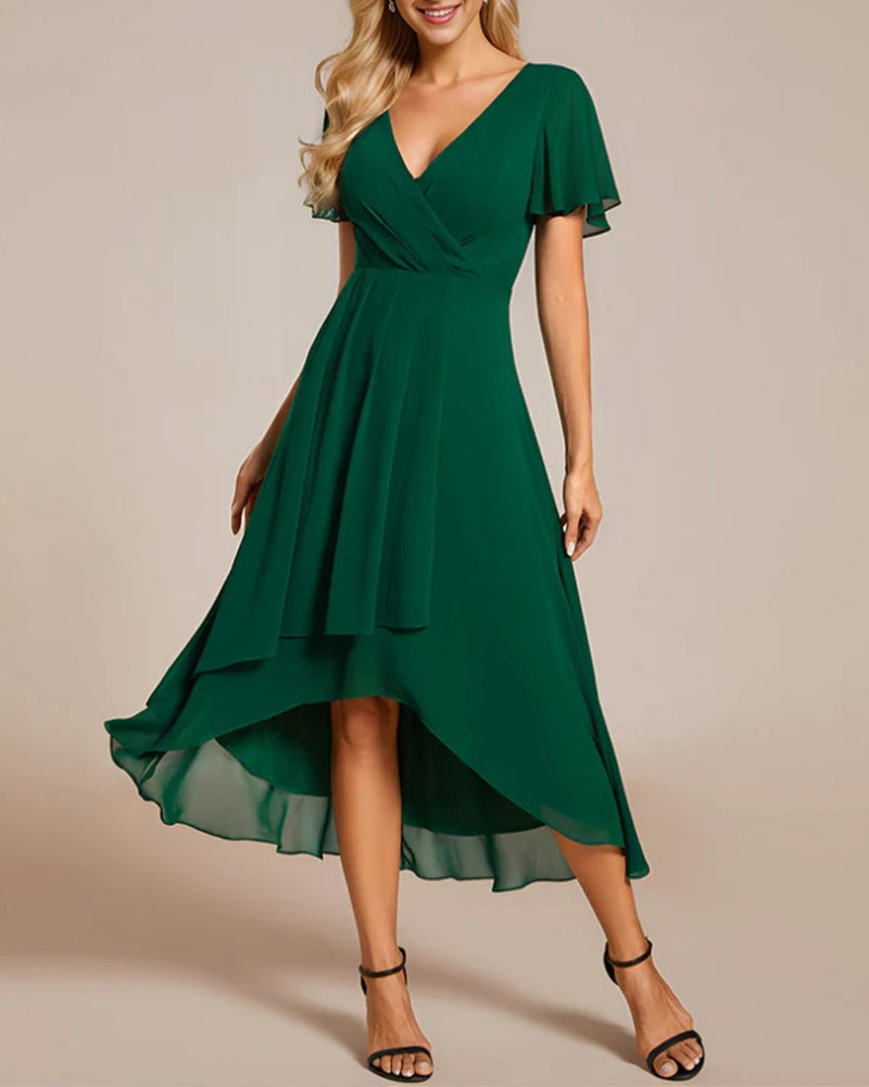 Drune | Kleid mit V-Ausschnitt und Rüschenärmeln