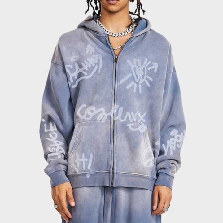 Drune | Hoodie - Oversize Graffiti Print & Y2K Stil