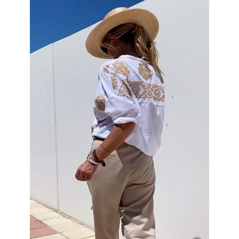Drune | Bluse mit goldenen Details - Elegant & bequem