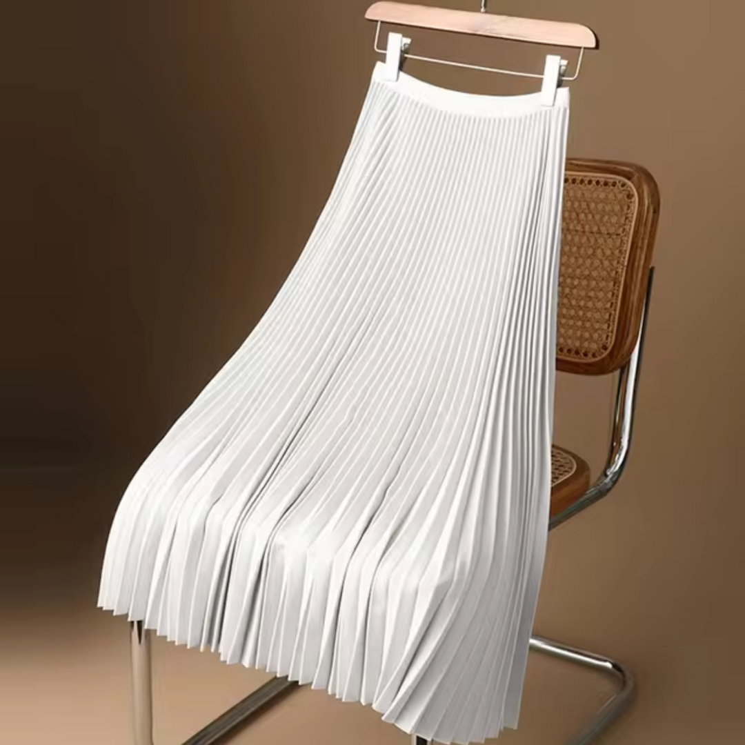 Drune | Plissierter Baumwoll-Satin Maxi-Rock