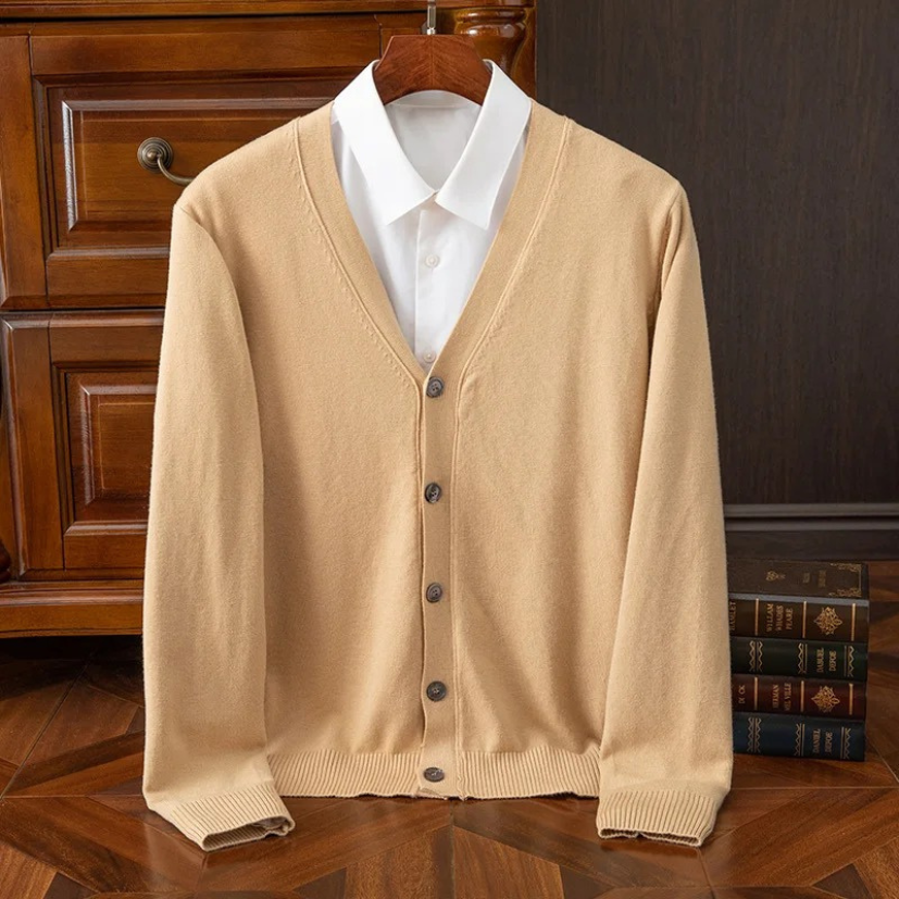 Drune | Herren Strickjacke Mit Knöpfen, Leichtes Material, V-ausschnitt, Klassischer Stil