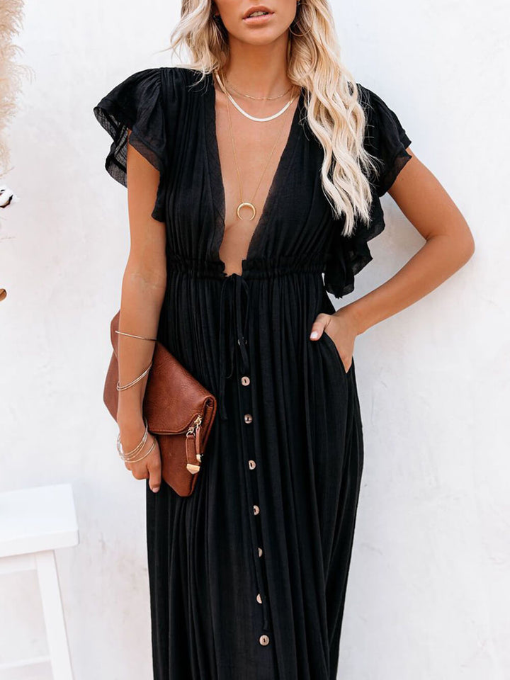 Drune | Stil Maxi Kleid mit Flatterärmeln für Frauen