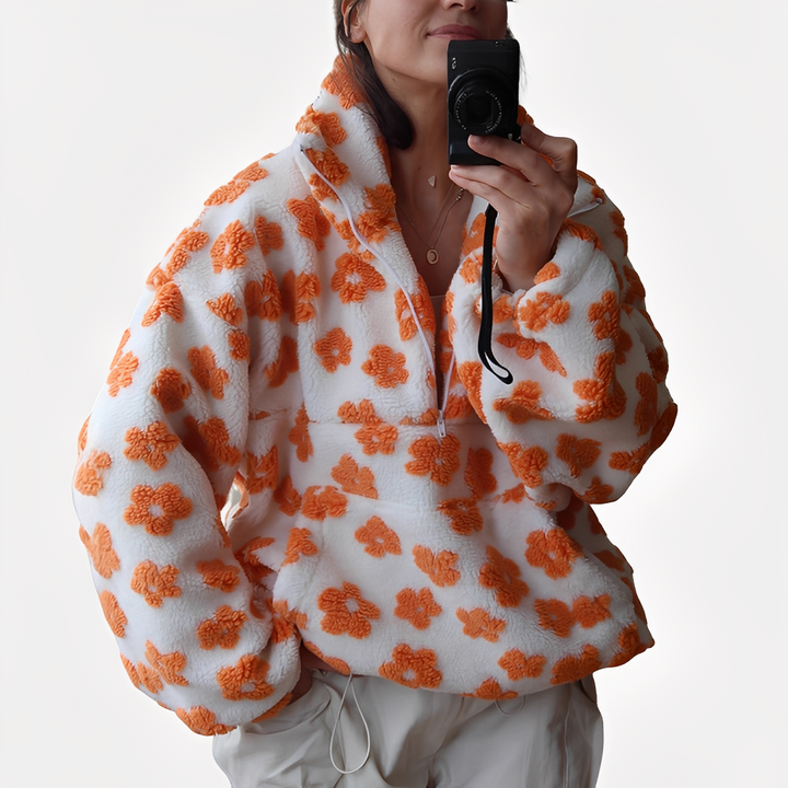 Drune | Damen-Sherpa-Pullover mit stilvollem Blumenmuster