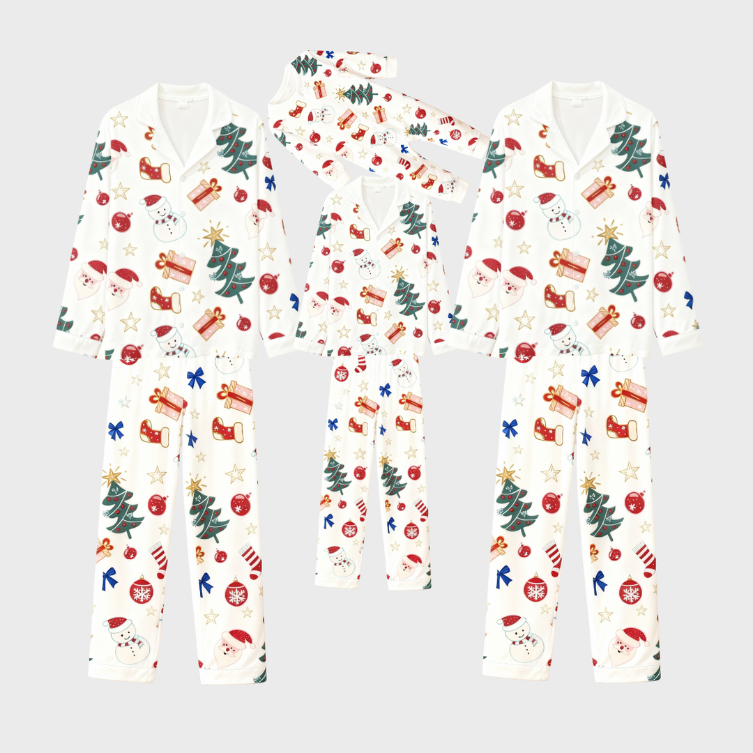 Drune | Weihnachtskragen Button-Up Schlafanzug Set für die Familie