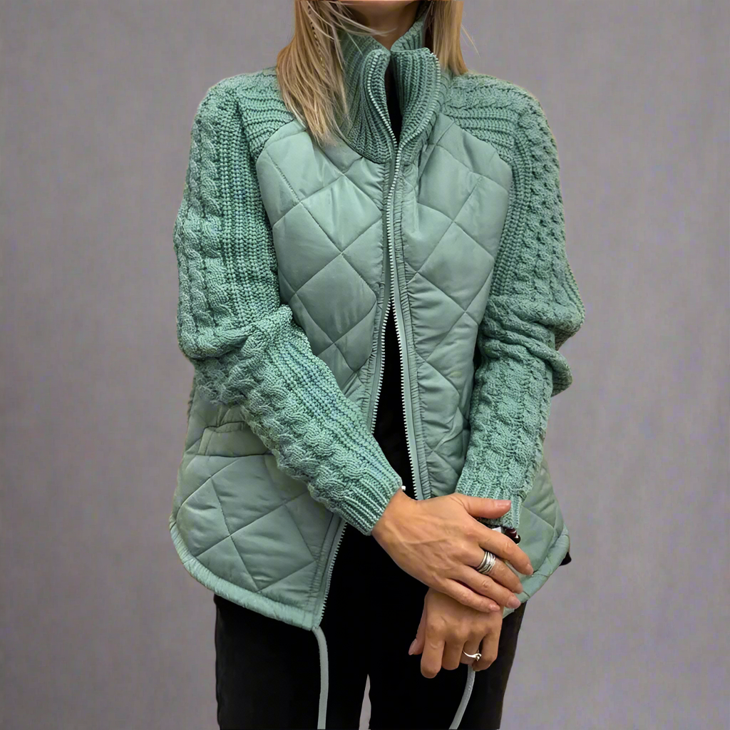 Drune | Damen Gemütliche Gefütterte Jacke Mit Strickärmeln