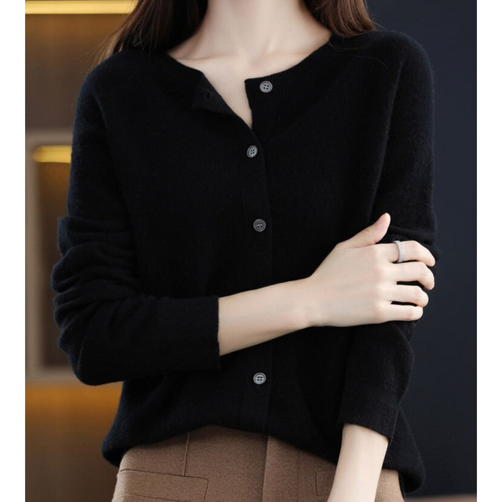Drune | Merinowolle Damen O-Ausschnitt Strickjacke pullover