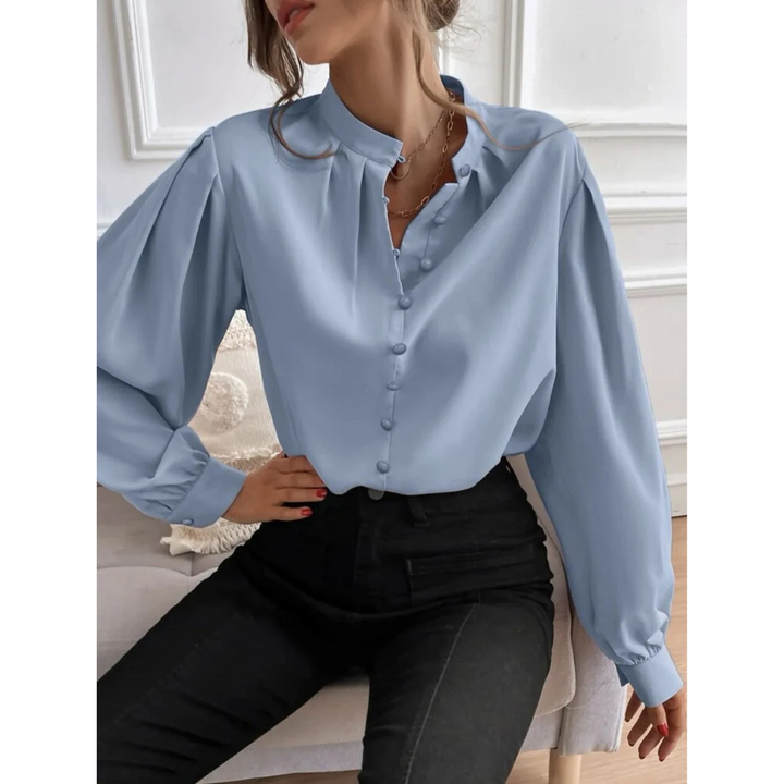 Drune | Weiße Elegante Damenbluse mit Blumenmuster und Kragen