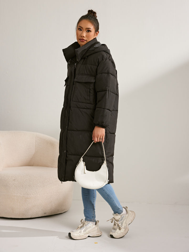 Drune | Halblange Fleece Winterjacke mit Kapuze für Frauen - Perfekt für Wintertage