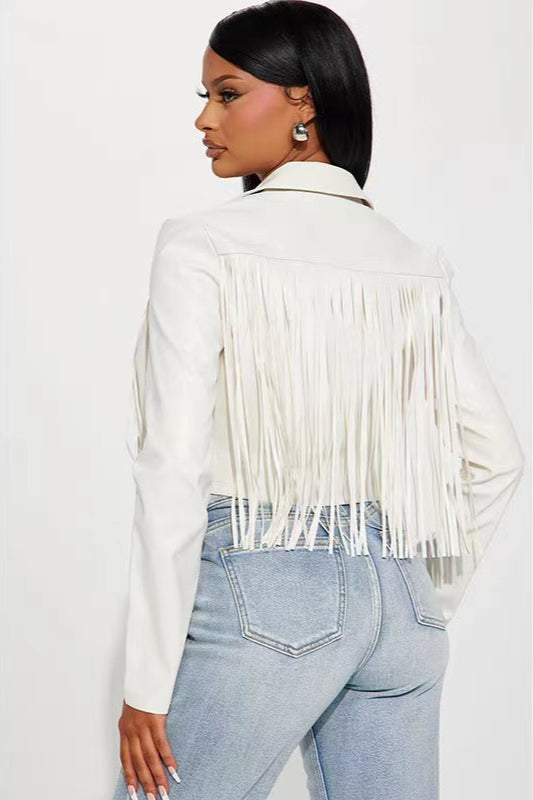 Drune | Trim-Faux-Leder-Cropped-Jacke