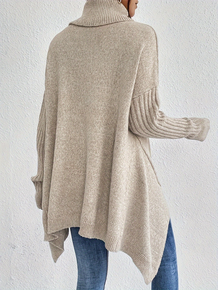 Drune | Baumwoll-Rollkragenpullover mit asymmetrischem Saum und langen Ärmeln Pullover Damen - Perfekt für den Alltag