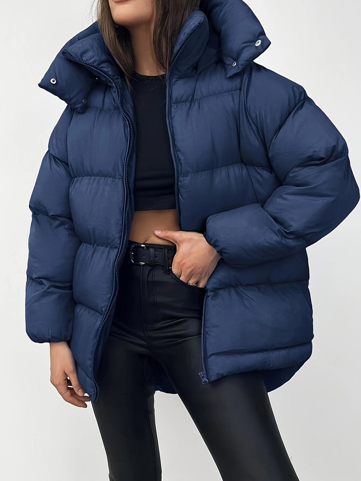 Drune | Kurze Kapuzen Pufferjacke mit Hohem Kragen und Gestepptem Design