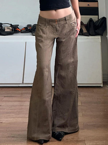 Drune | Amerikanische Retro Low Waist Split Schlaghose