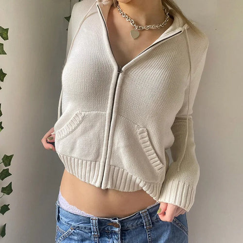 Drune | Cozy hooded knit cardigan with button placket at the front