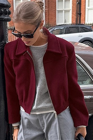 Drune | Burgunder Wolle Blazer Jacke