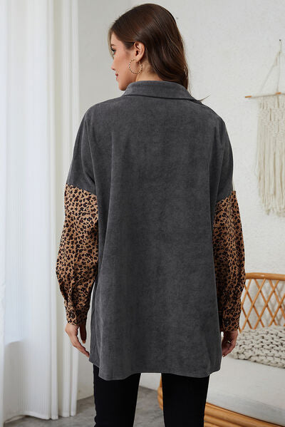 Drune | Leopard-Kontrast-Button-Up-Jacke