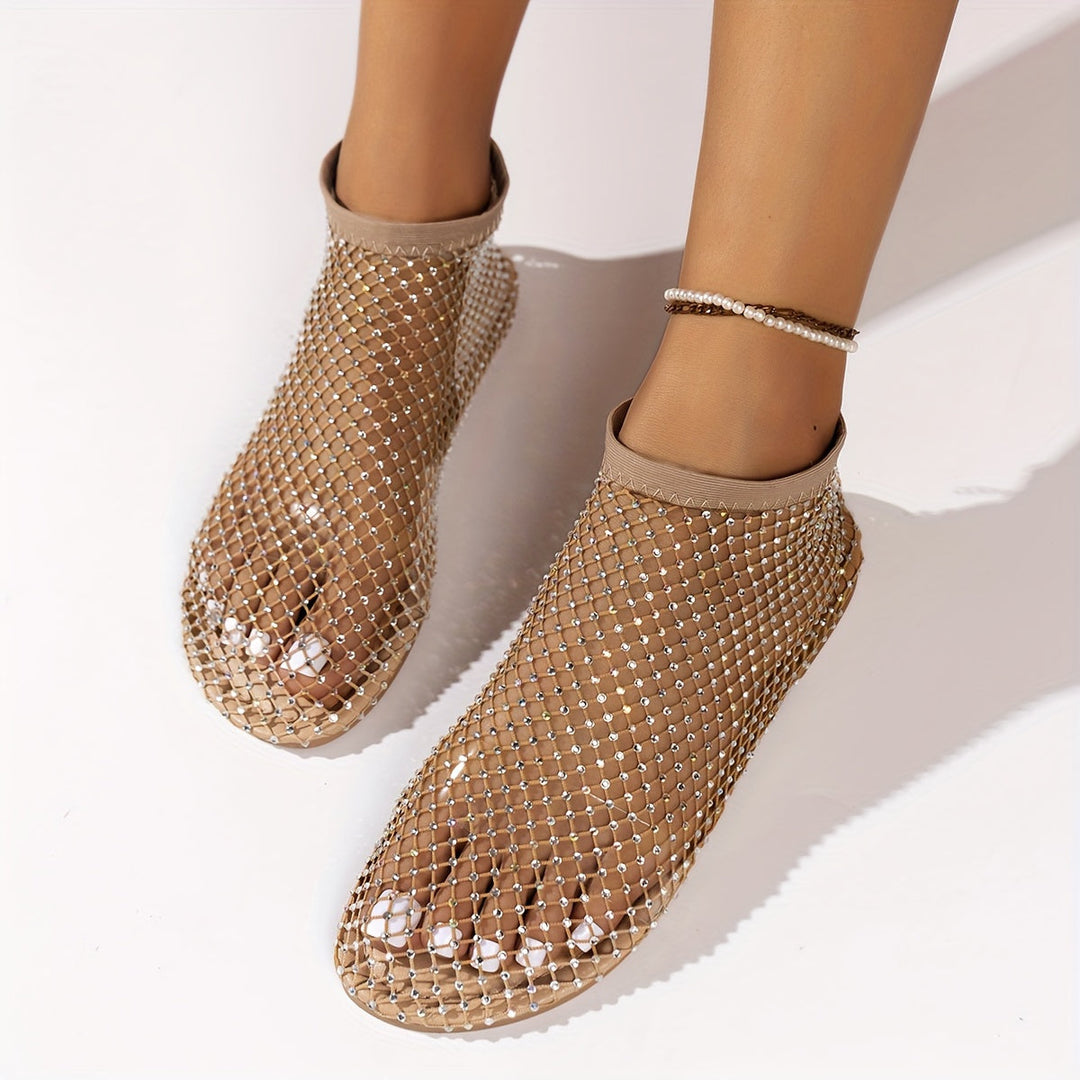 Drune | Konstruktion Strasa, Flache Schuhe, Durchsichtige Sandalen für Den Strand