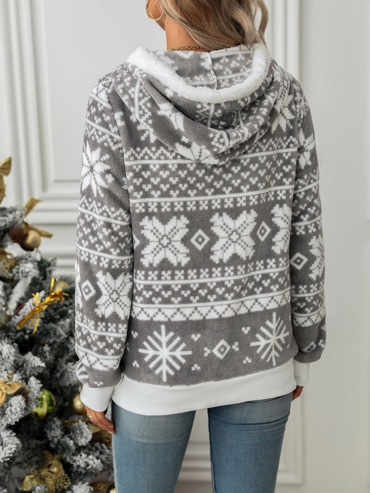 Drune | Jacke mit Reißverschluss und Kapuze, Schneeflocken und Kordelzug
