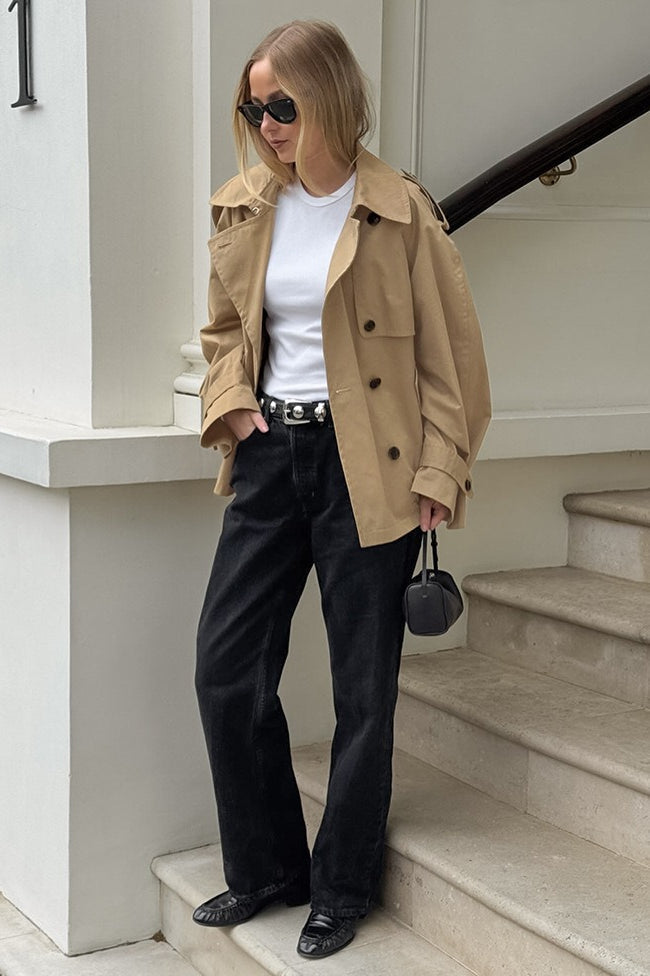 Drune | Khaki Trenchkragenjacke