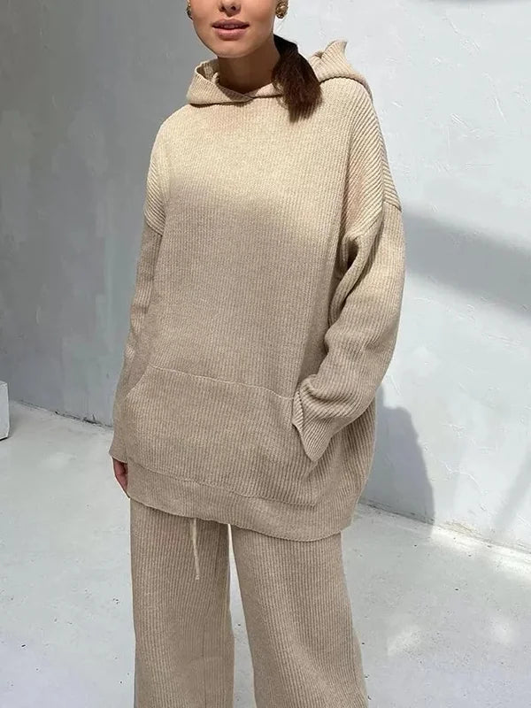 Drune | Luxus Frau Hoodie Gestreiftes Set