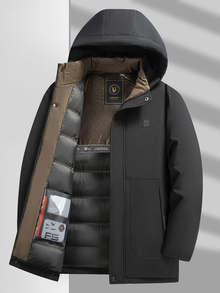 Drune | Kapuzen Lange Ärmel Reißverschluss Gepolsterte Winter Jacke Für Herren - Perfekt für Outdoor-Aktivitäten