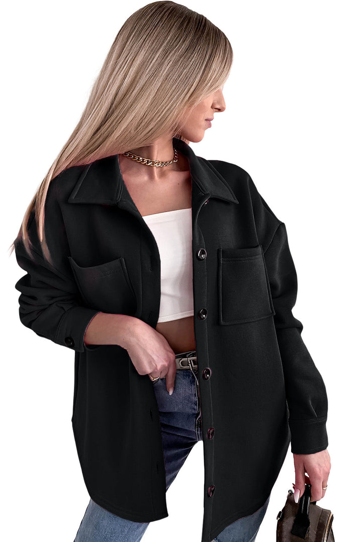 Drune | Oversized Hemdbluse mit Großen Taschen Polyester Minimalistisch und Stilvoll