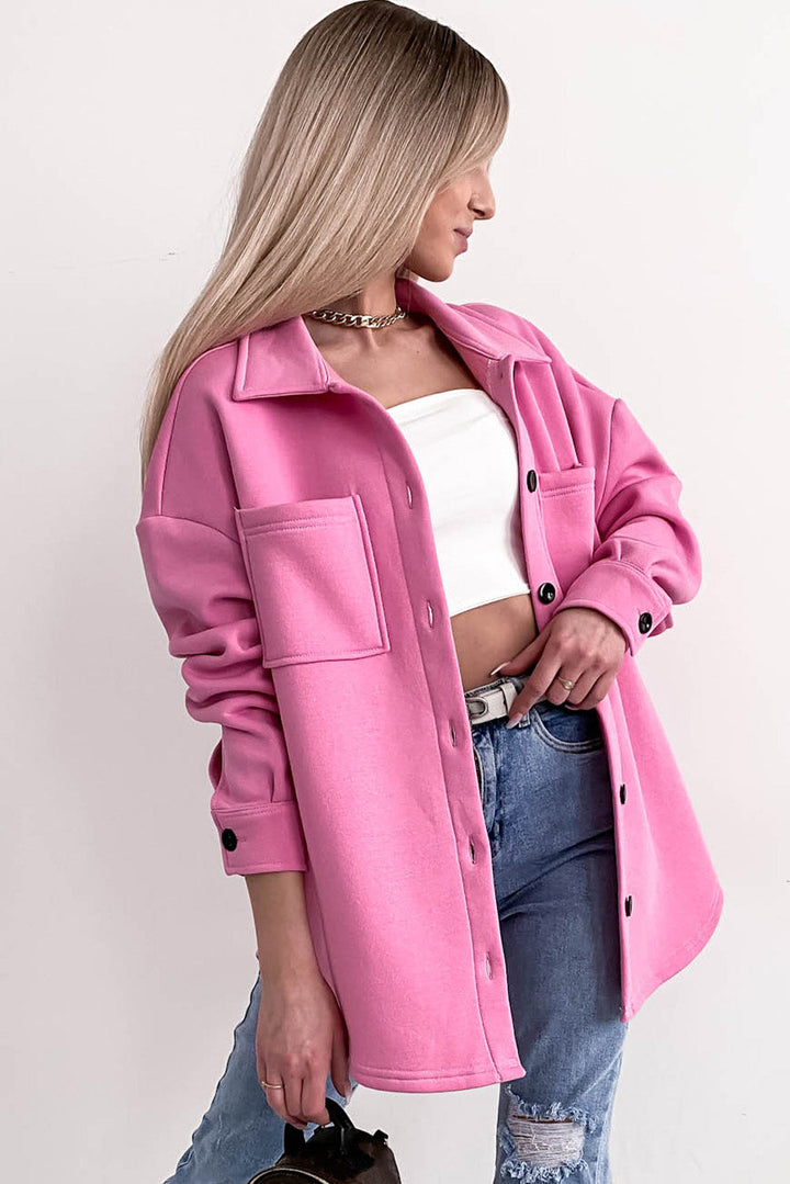 Drune | Oversized Hemdbluse mit Großen Taschen Polyester Minimalistisch und Stilvoll
