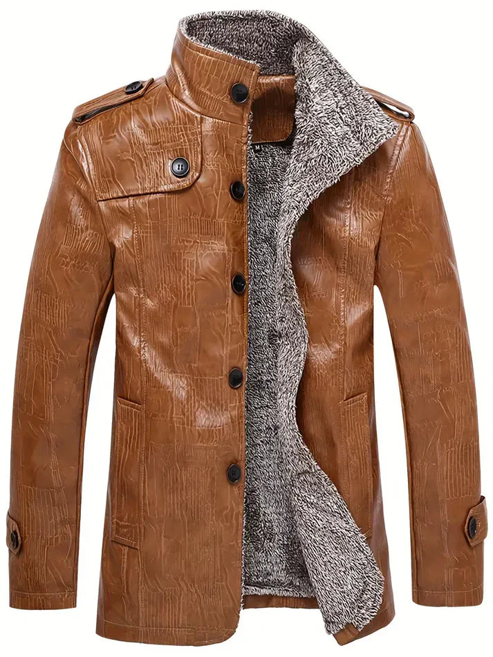 Drune | Herrenlederjacke mit Fleece-Futter
