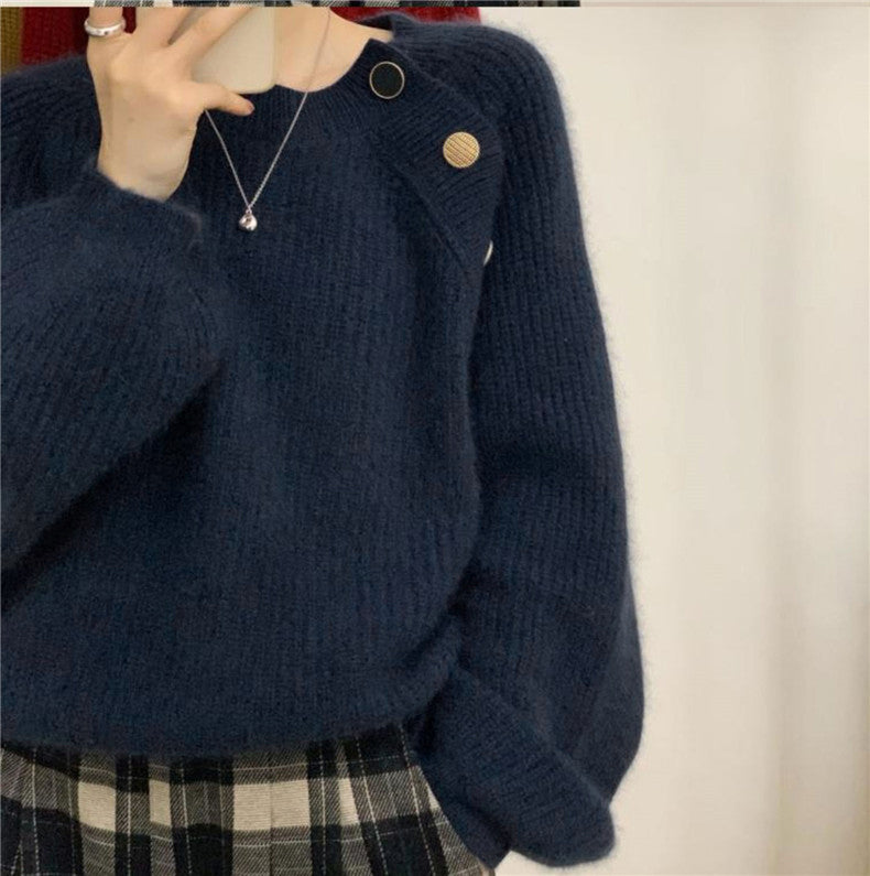 Drune | Strickpullover mit Dekorativen Knöpfen Weich und Elegant Einzigartiges Design