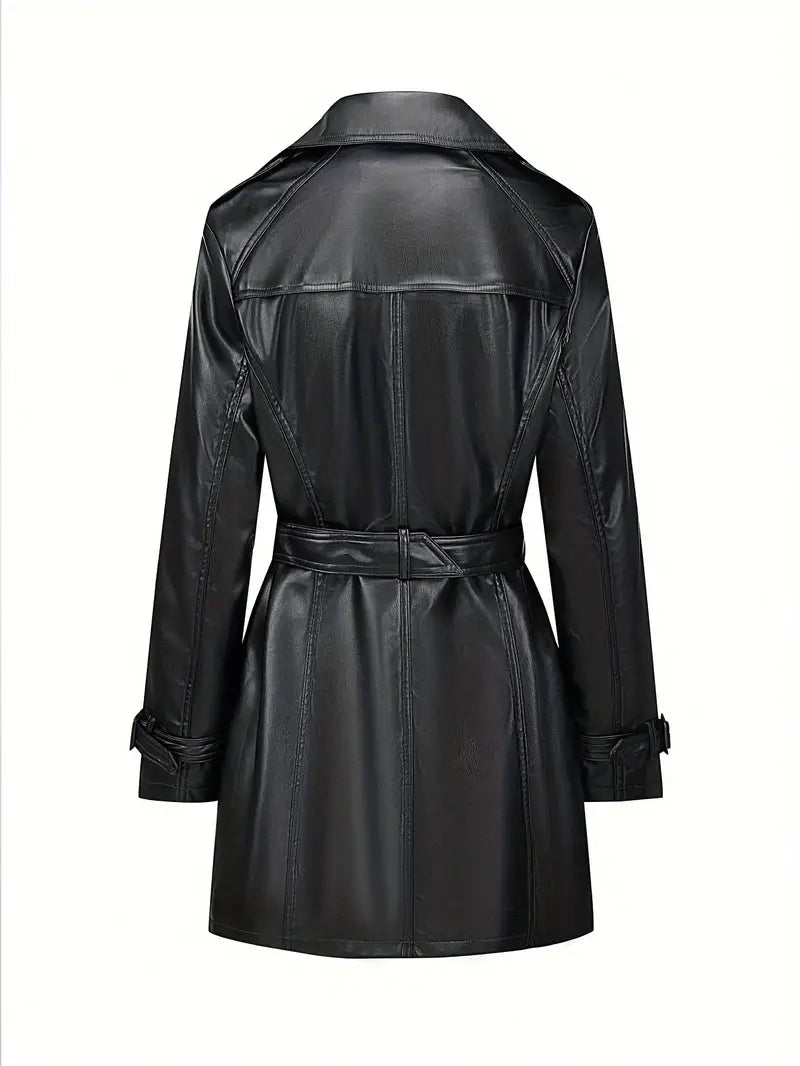 Drune | Trenchcoat - stilvolle lange schwarze Damenjacke