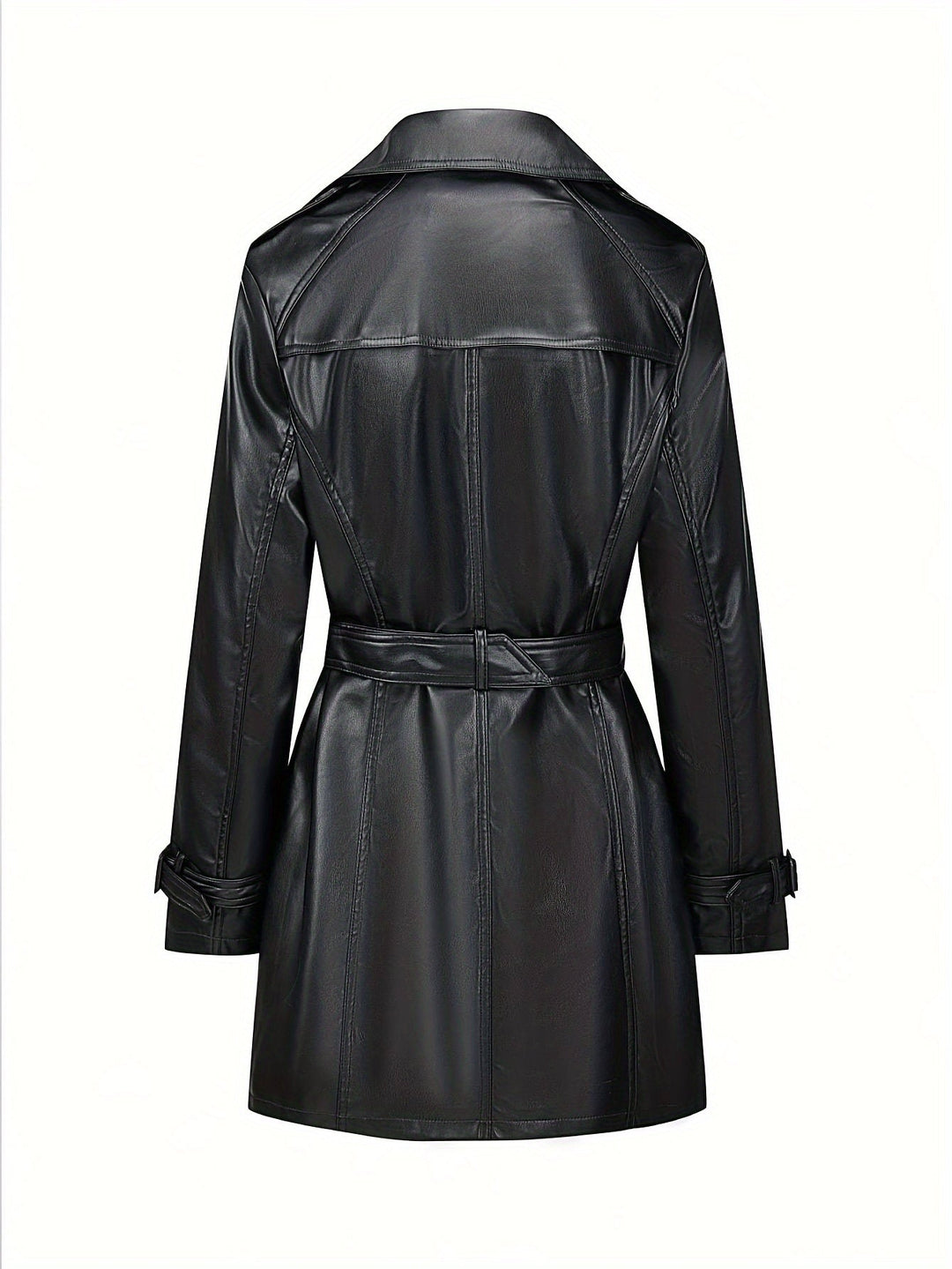Drune | Trenchcoat aus Kunstleder mit Gürtel und Vintage-Ärmeldesign für Damen - Ideal für Alltagsmode