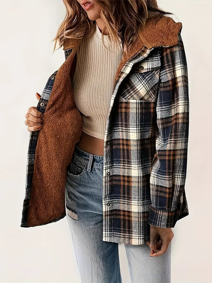 Drune | Jacke mit Reißverschluss und Kariertem Muster