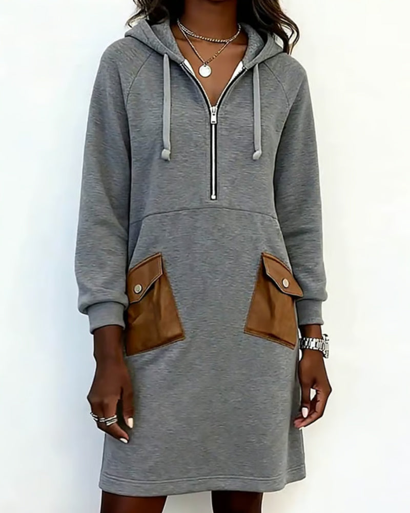 Drune | Kleid mit Halbreißverschluss und Tasche