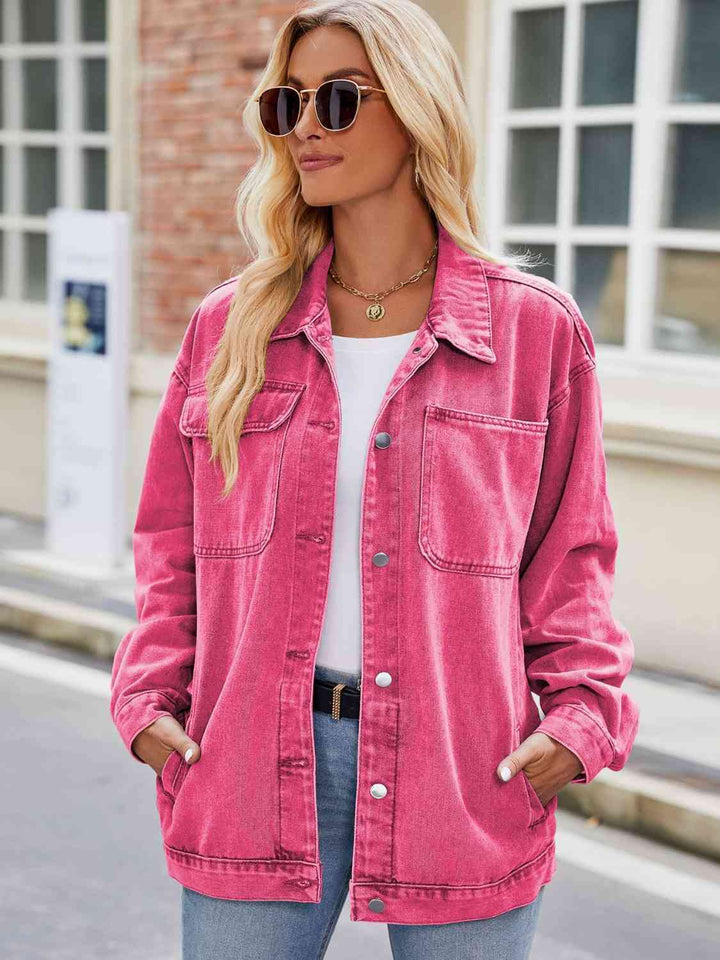 Drune | Knopf-Down Denimjacke mit Taschen