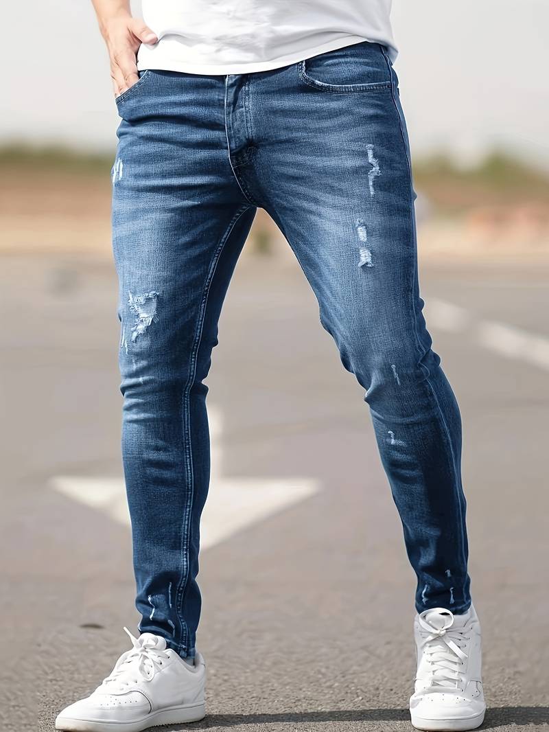 Drune | Skinny Fit Jeans mit Rissen - Stretch Denim Hose für Alltag & Streetwear Style