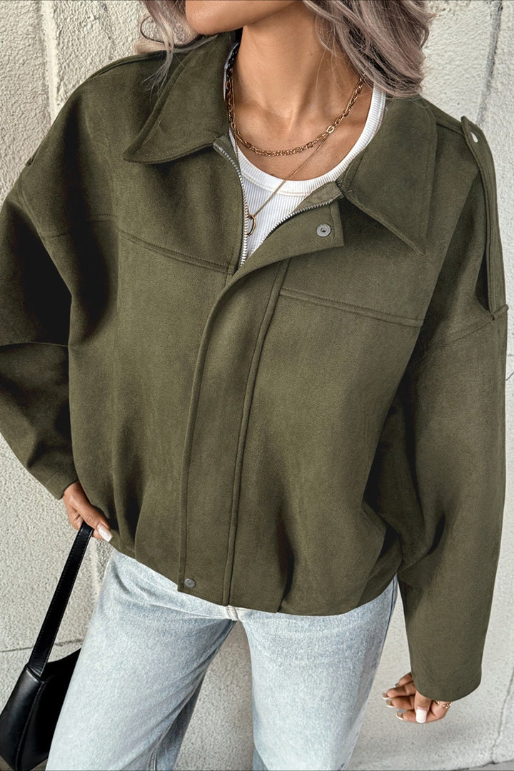 Drune | Kragen Wildleder-Look Bomberjacke