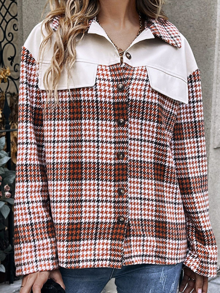 Drune | Karierte Kragenhals Fall-Schulter Jacke