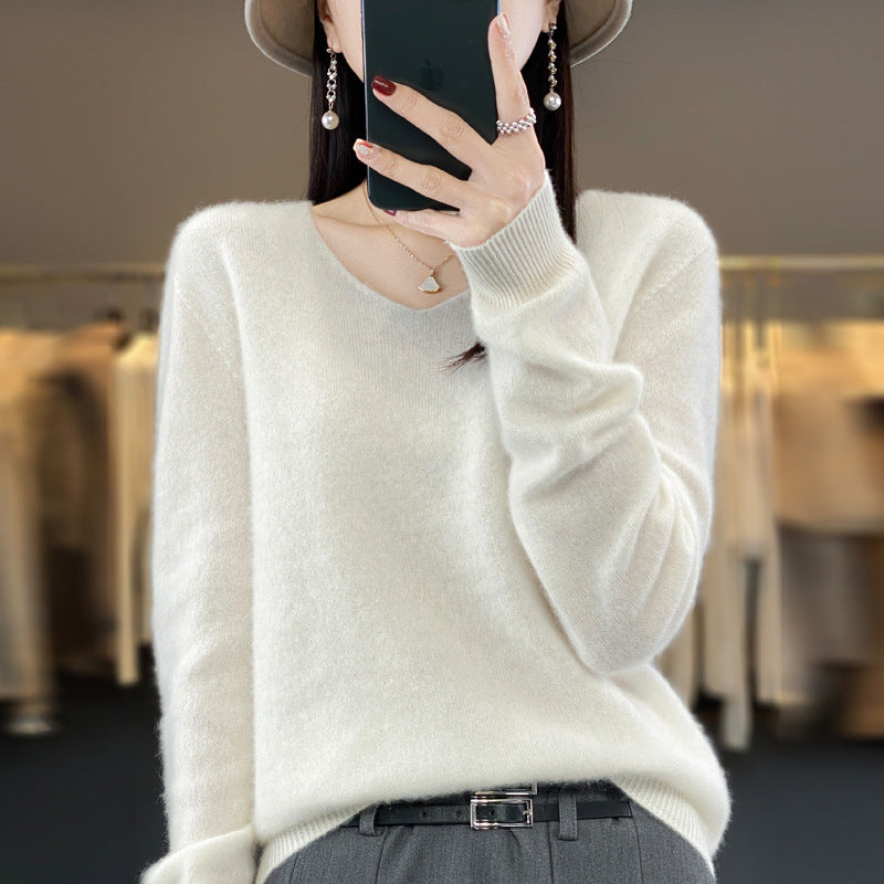 Drune | Lockere Damenpullover mit V-Ausschnitt für Herbst und Winter