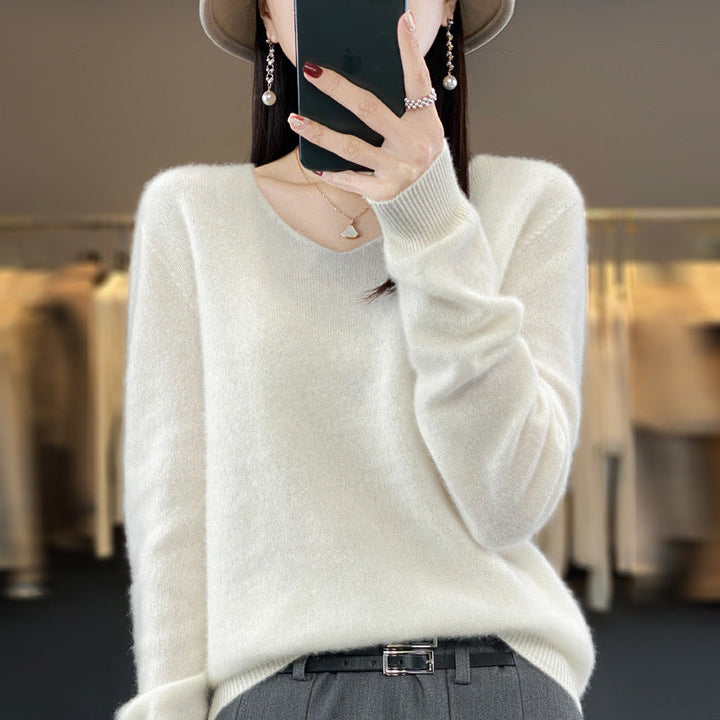 Drune | Lockere Damenpullover mit V-Ausschnitt für Herbst und Winter