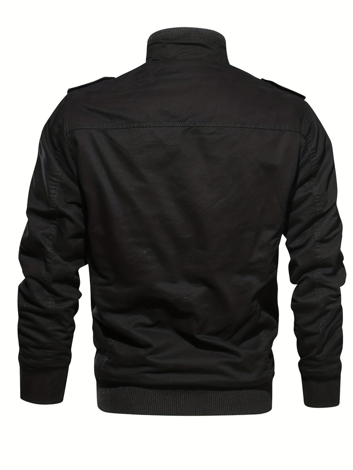 Drune | Langarm Reißverschluss Retro Stehkragen Winterjacke Für Herren - Perfekt für Freizeit