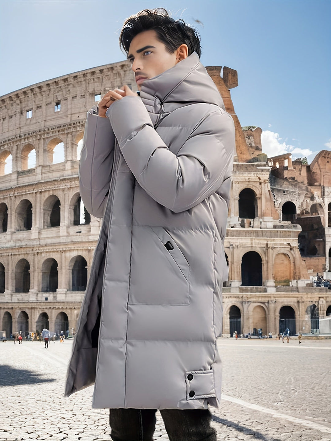 Drune |  Gepolsterte Schwarze Winterjacke Mit Kapuze Für Herren - Perfekt für Outdoor-Aktivitäten