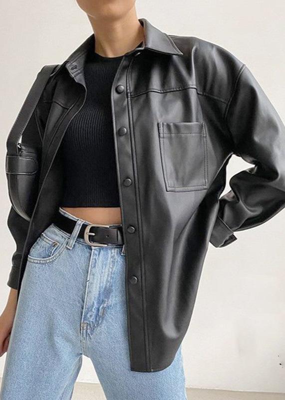 Drune | Kunstleder Button-Up Jacke
