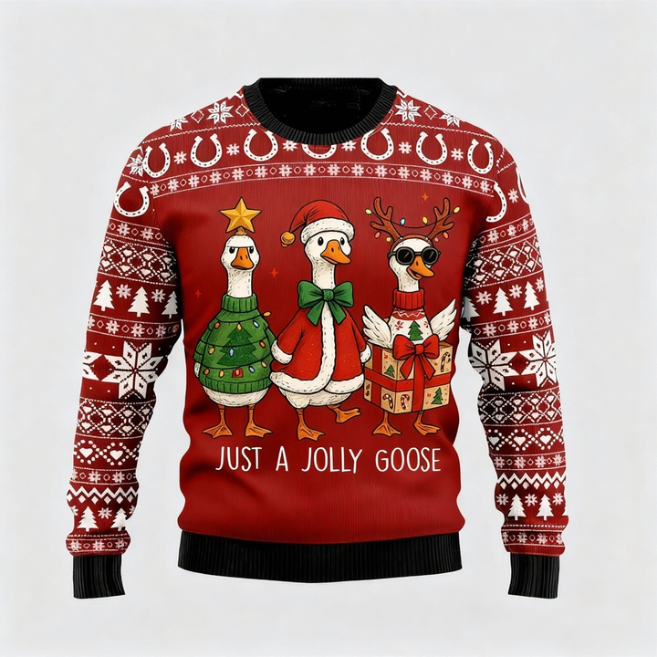 Drune | Weihnachtsgänse Rotes Urlaubs-Icon Pullover