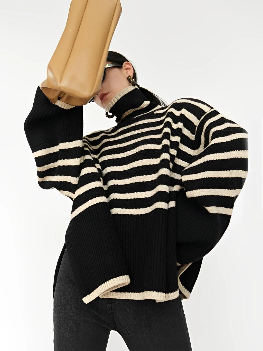 Drune | Oversize-Rollkragenpullover aus Baumwoll für Damen - Perfekt für Freizeit-Tage