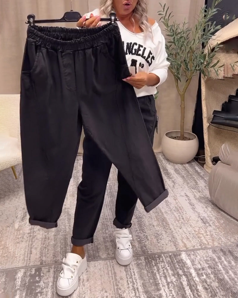 Drune | Lässige Einfarbige Hose mit Taschen