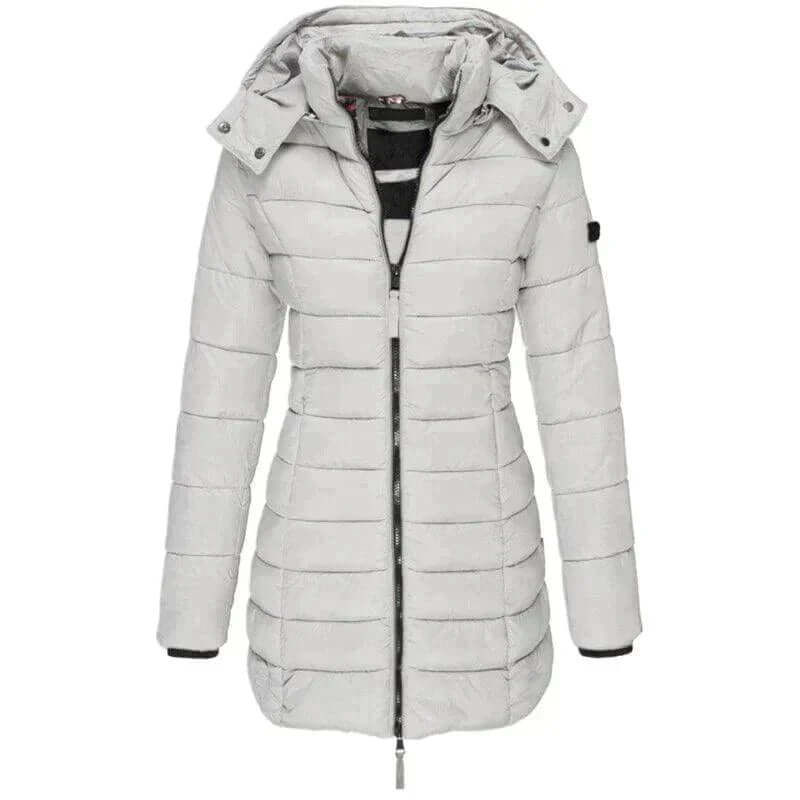 Drune | Damen Lange Winter Pufferjacke mit Kapuze
