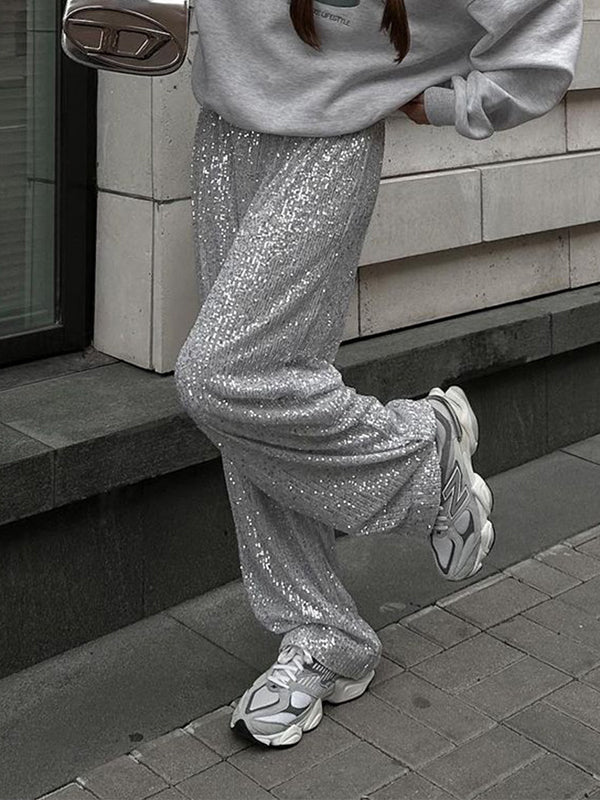 Drune | Y2k Weitem Bein Paillettenhose