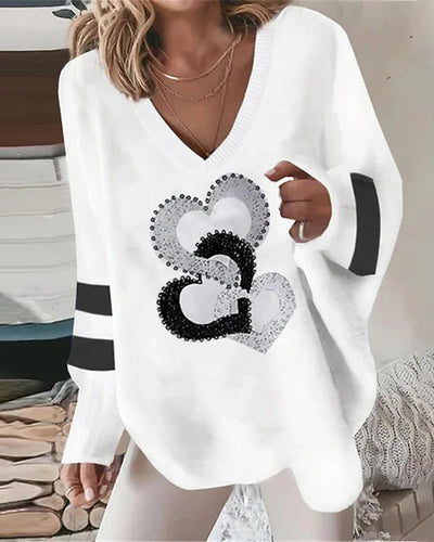 Drune | Langarm Top mit Herz Print