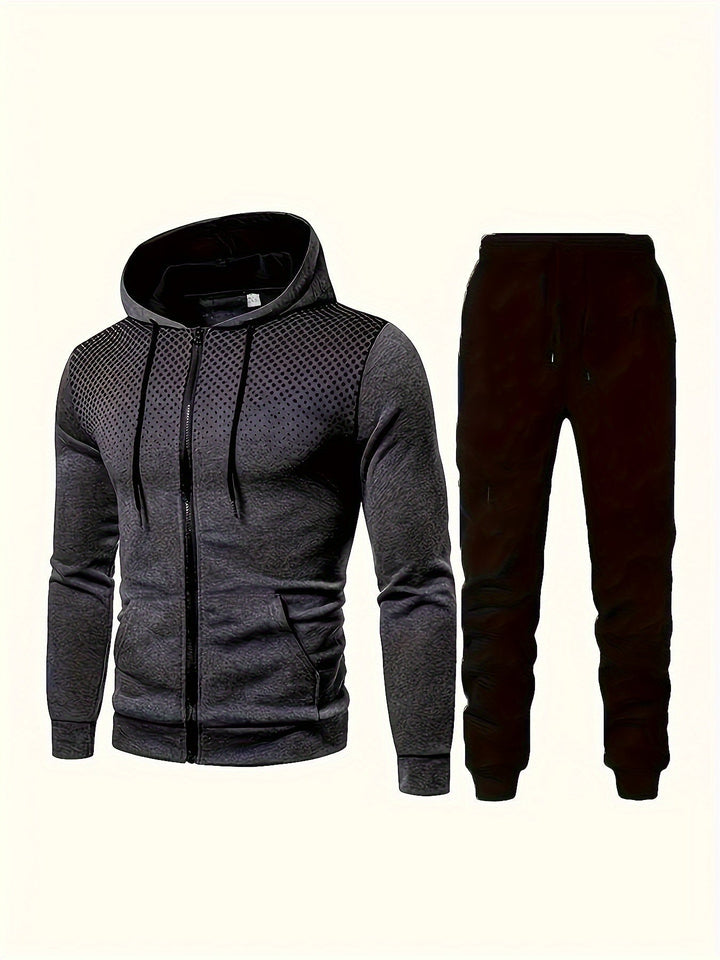 Drune | Fleece Sweatshirt Trainingsanzug Mit Kapuzen Langärmeliger Und Kordelzug Hose Für Herren - Perfekt für Freizeitaktivitäten