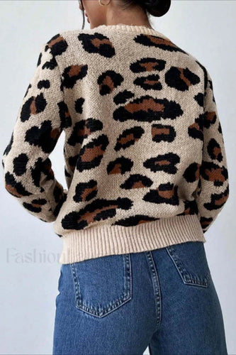 Drune | Pullover mit Rundhalsausschnitt und Leopardenmuster in Blockfarben